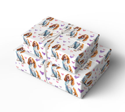 Amorlungo – Bracco Italiano dog watercolor hearts wrapping paper