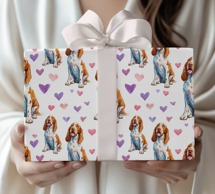 Amorlungo – Bracco Italiano dog watercolor hearts wrapping paper
