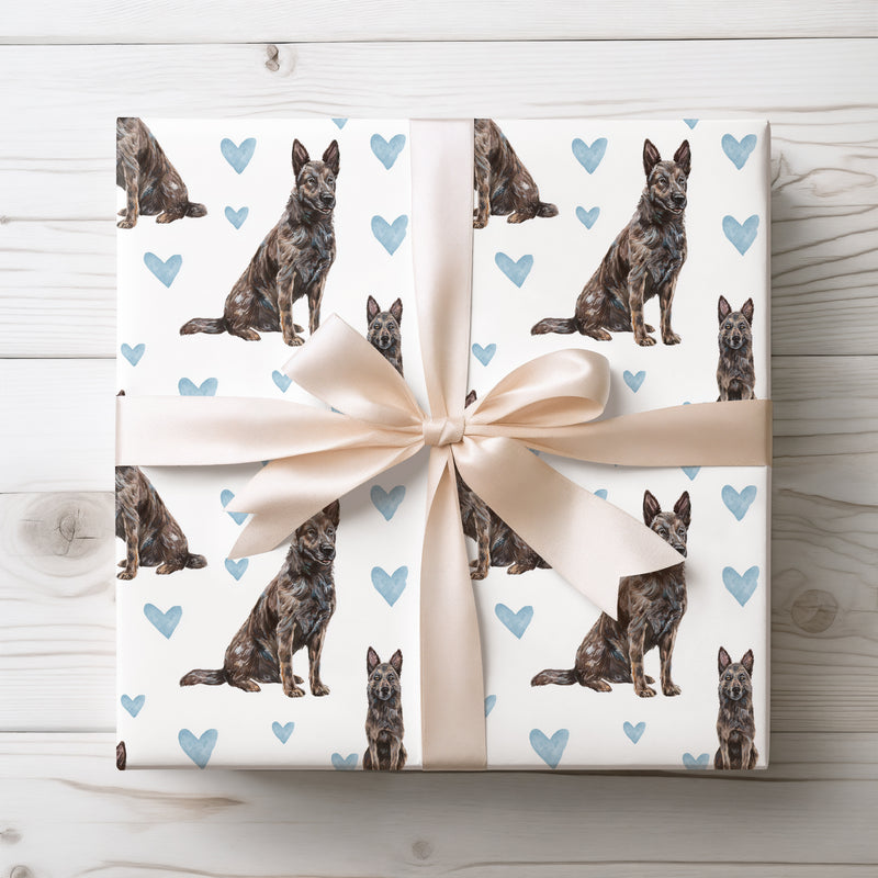 Azureguard Heart – Dutch Shepherd Blue Heart Watercolor wrapping paper