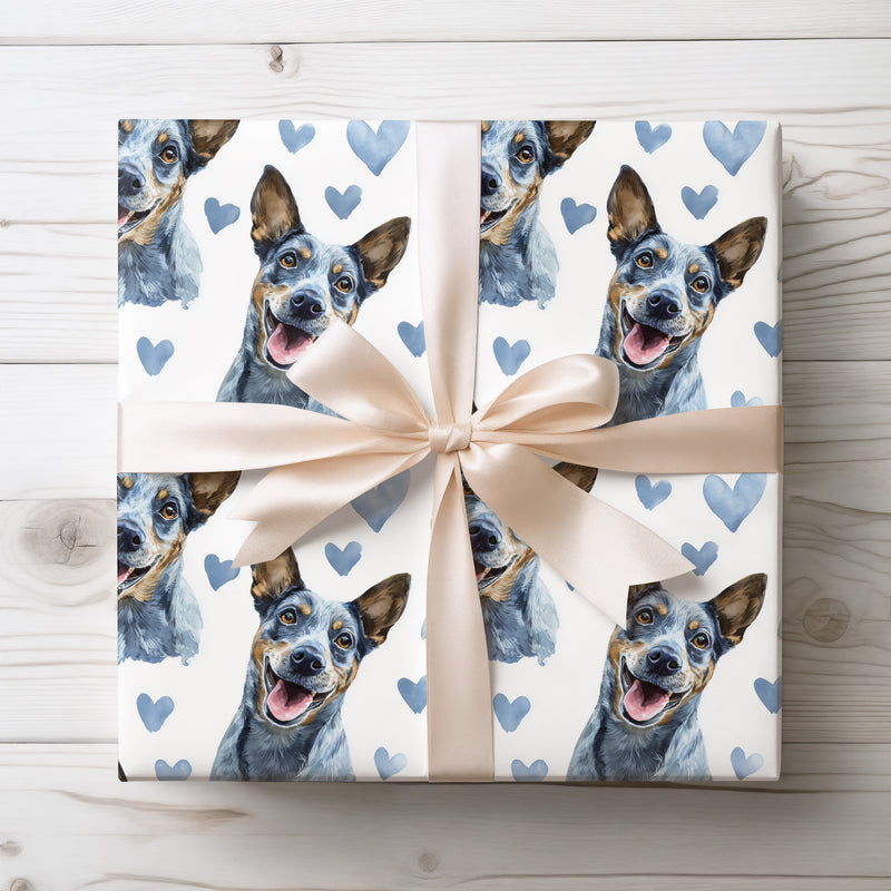 Bluejoy Meadow – Blue Lacy Love Hearts wrapping paper