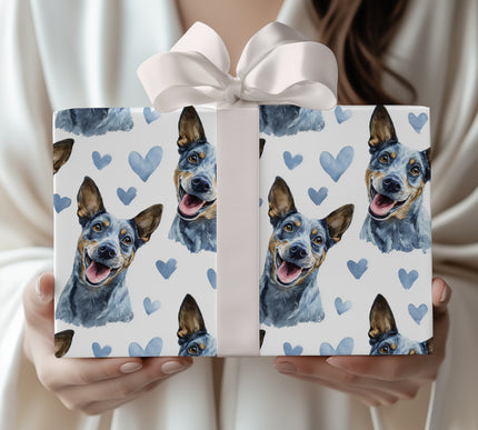 Bluejoy Meadow – Blue Lacy Love Hearts wrapping paper