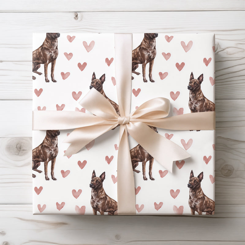 Brindleheart Watch – Dutch Shepherd Heart Watercolor wrapping paper
