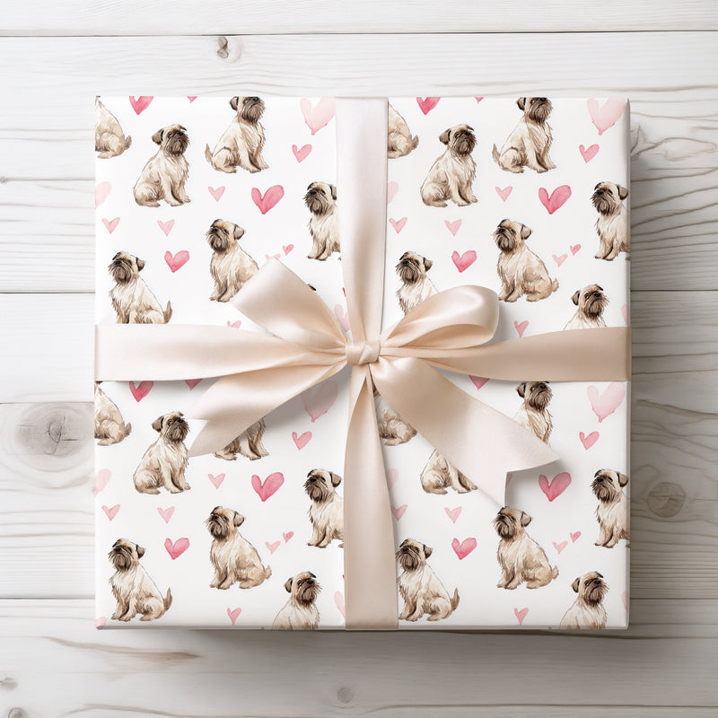 Brusselsheart Charm – Belgian Griffon watercolor hearts wrapping paper