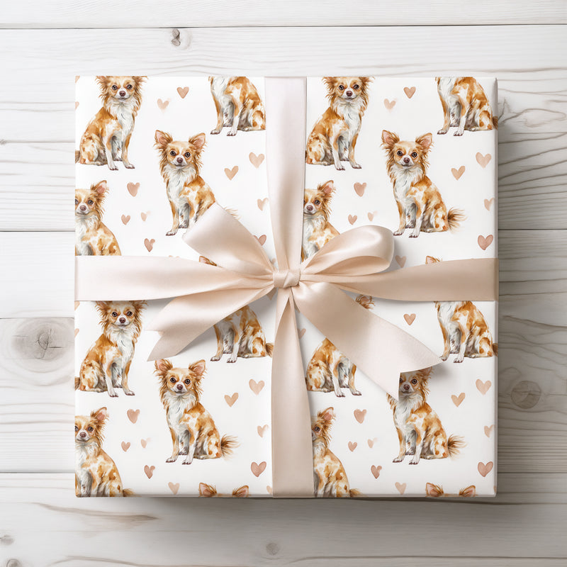 Cheripaw Whispers – Chihuahua Heart Watercolor wrapping paper