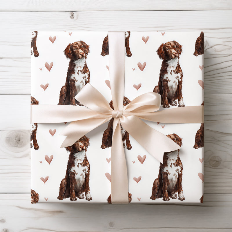 Copperbay Darling – Boykin Spaniel watercolor hearts wrapping paper