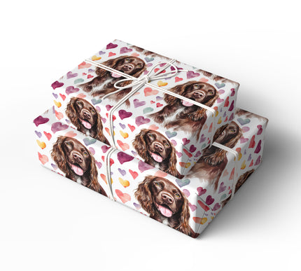 Coppersoul Affection – Boykin Spaniel watercolor hearts wrapping paper