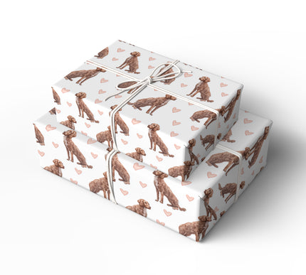 Curlylove Meadow – Curly Coated Retriever Heart Watercolor wrapping paper