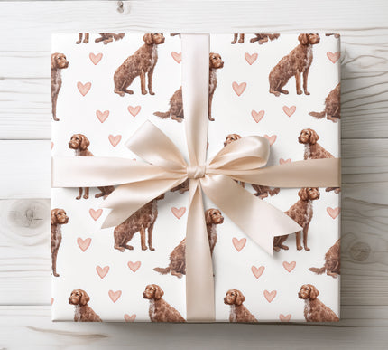 Make every gift special with Curly Coated Retriever heart watercolor wrapping paper. Featuring charming curly-coated dog portraits and delicate hearts, this unique gift wrap is perfect for dog lovers, birthdays, and celebrations.
