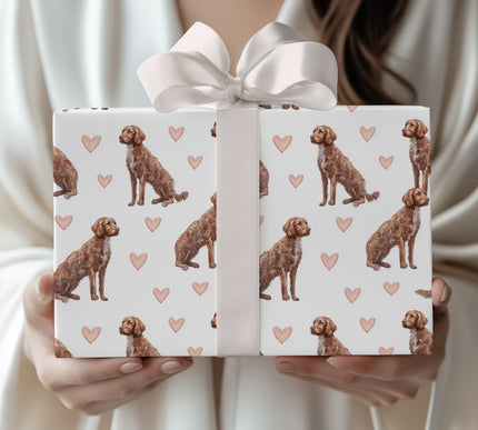 Curlylove Meadow – Curly Coated Retriever Heart Watercolor wrapping paper
