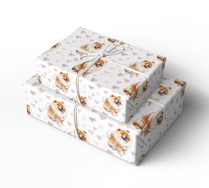 Fluffvale Charm – Chow Chow hearts wrapping paper