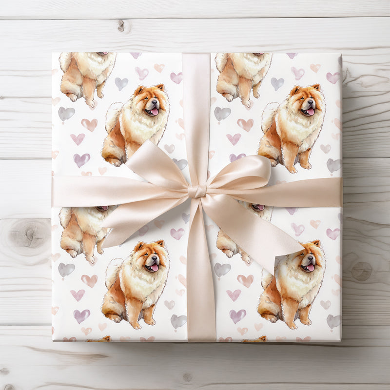 Fluffvale Charm – Chow Chow hearts wrapping paper