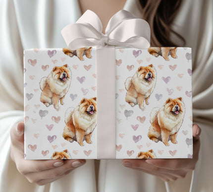 Fluffvale Charm – Chow Chow hearts wrapping paper