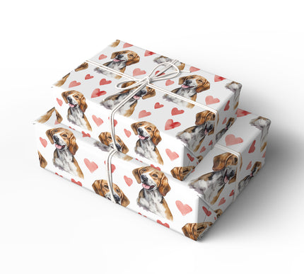 Foxheart Cheer – American Foxhound Dog Hearts wrapping paper