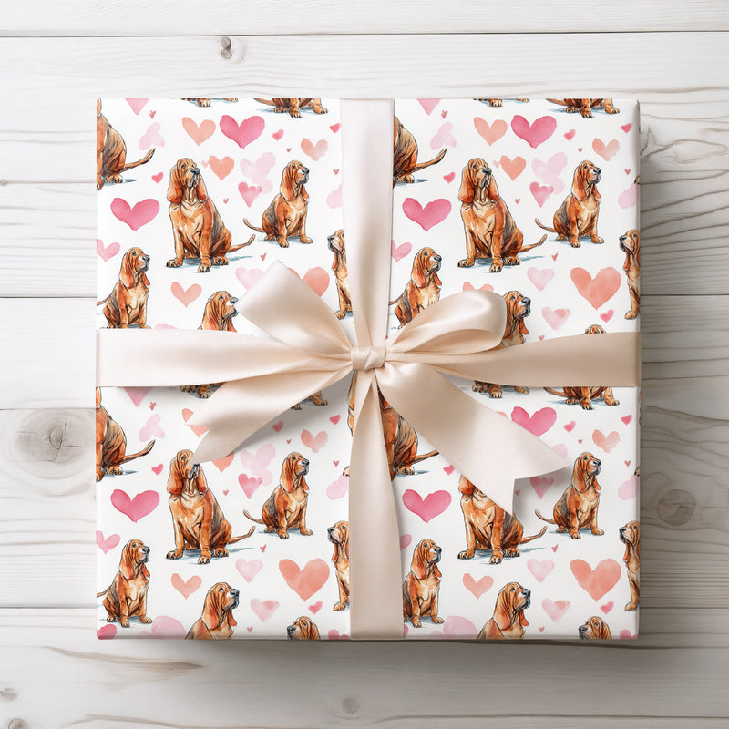 Heartdroop Vale – Bloodhound Love Hearts wrapping paper