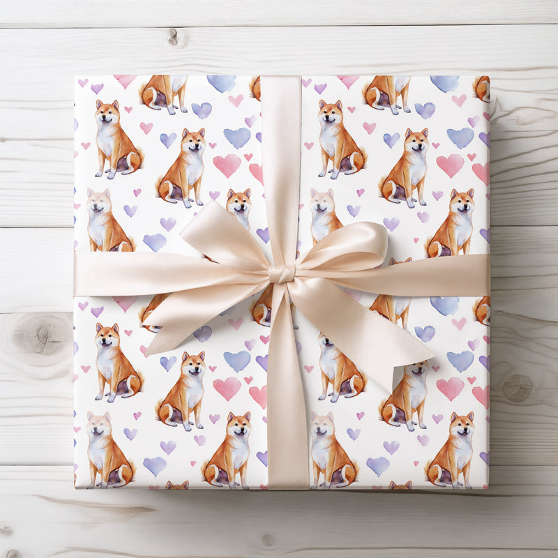 Heartguard Inu – Akita Inu Dog Hearts wrapping paper