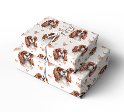 Heartspan Charm – Cavalier King Charles Spaniel Hearts wrapping paper