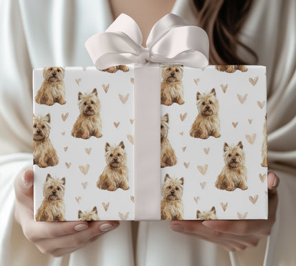 Heatherpaws – Cairn Terrier Hearts wrapping paper
