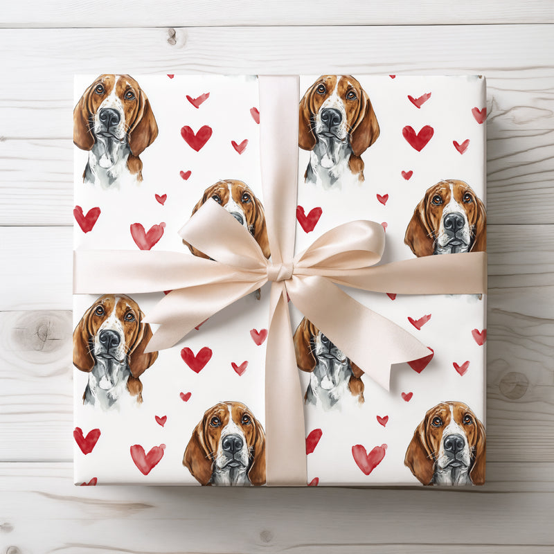 Houndheart Grace – American English Coonhound Dog Hearts wrapping paper
