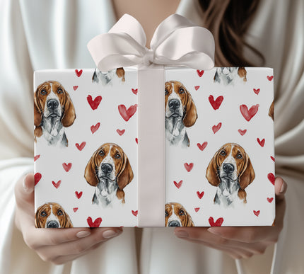 Houndheart Grace – American English Coonhound Dog Hearts wrapping paper