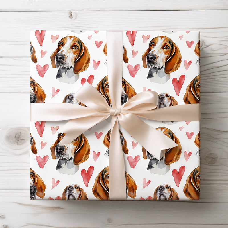 Houndheart Tender – American English Coonhound Dog Hearts wrapping paper