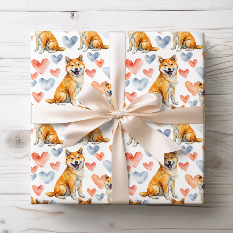 Inuheart Joy – Akita Inu Dog Hearts wrapping paper