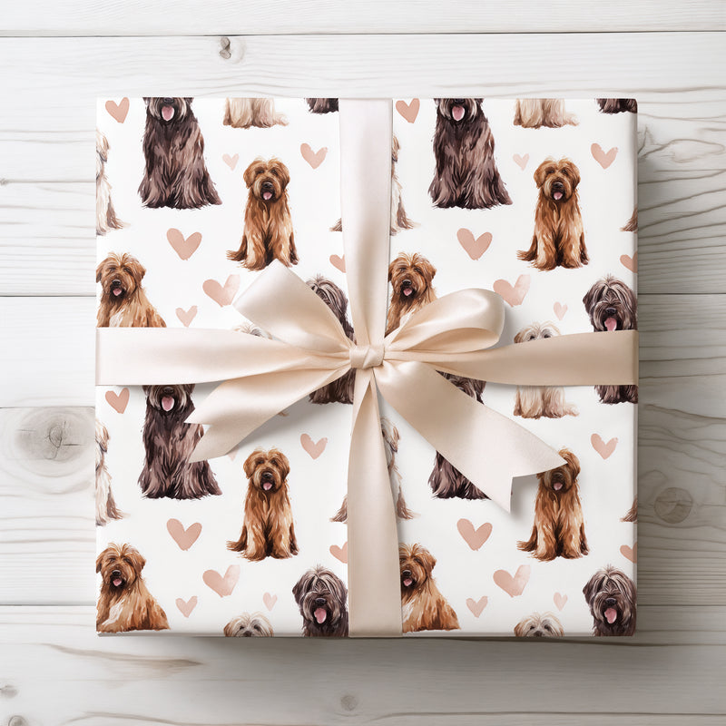 Meadowmane – Gentle Briard Hearts wrapping paper