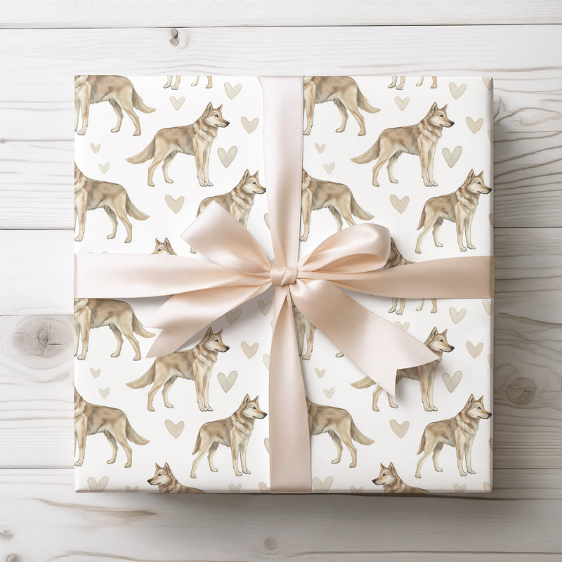 Paleheart Wander – Czechoslovakian Wolfdog Neutral Heart Watercolor wrapping paper