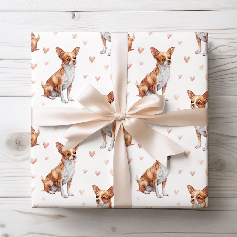 Petalheart Spritz – Chihuahua Heart Watercolor wrapping paper