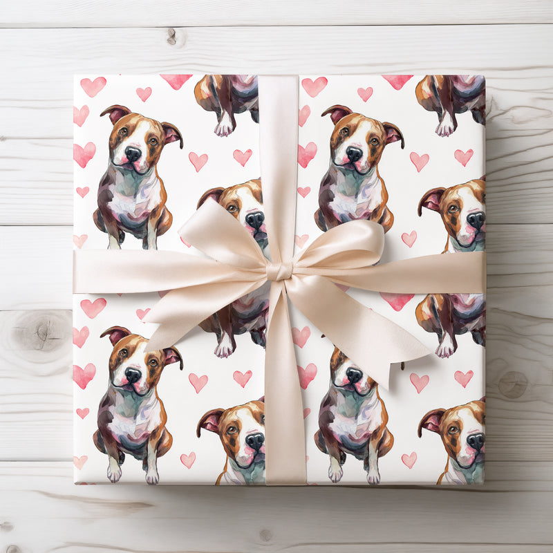 Pitheart Color – American Pit Bull Terrier Dog Hearts wrapping paper