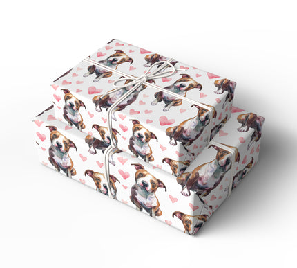 Pitheart Color – American Pit Bull Terrier Dog Hearts wrapping paper