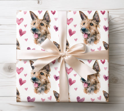 High-quality Berger Picard wrapping paper showcasing a rustic watercolor Berger Picard illustration with romantic heart elements. Ideal for Berger Picard owners, dog lovers, Valentine’s Day wrapping, and unique breed-specific gifts. Seamless Berger Picard dog breed wrapping paper with an elegant watercolor style. 