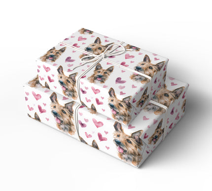 Rustfield Affection – Berger Picard watercolor hearts wrapping paper