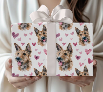 Rustfield Affection – Berger Picard watercolor hearts wrapping paper