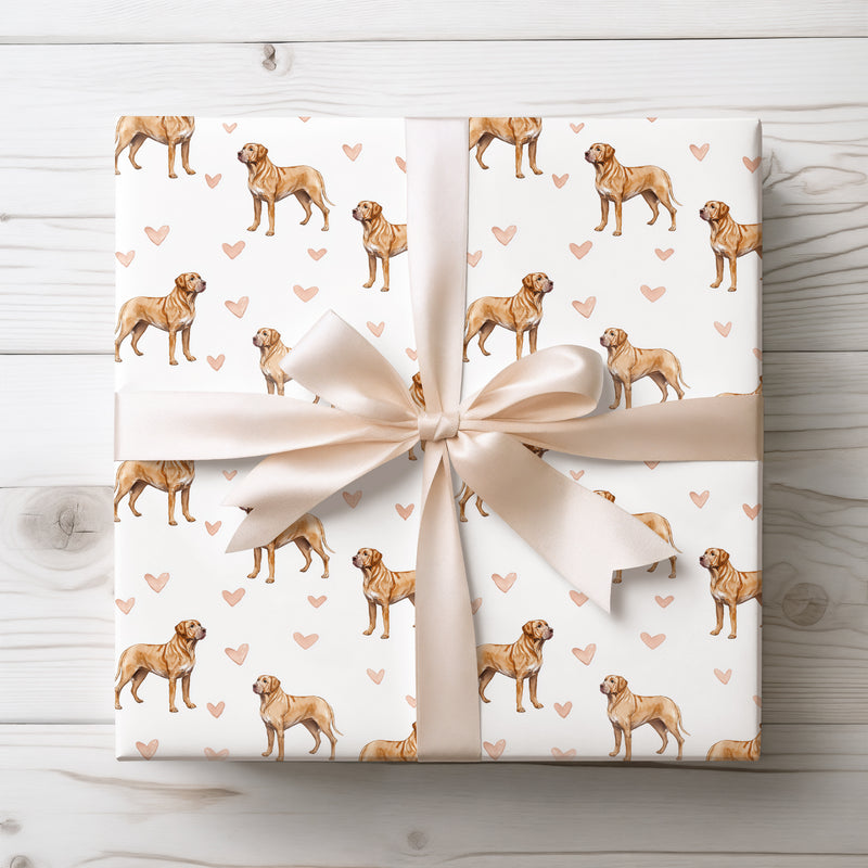 Sandvalor – Canary Mastiff hearts wrapping paper