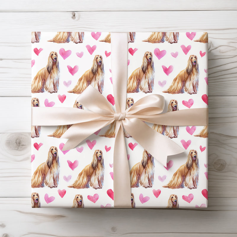 Silkheart Hound – Afghan Hound Dog Hearts wrapping paper