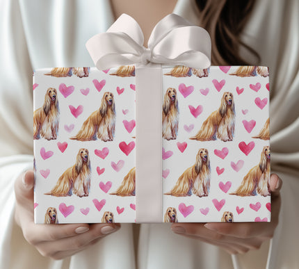 Silkheart Hound – Afghan Hound Dog Hearts wrapping paper