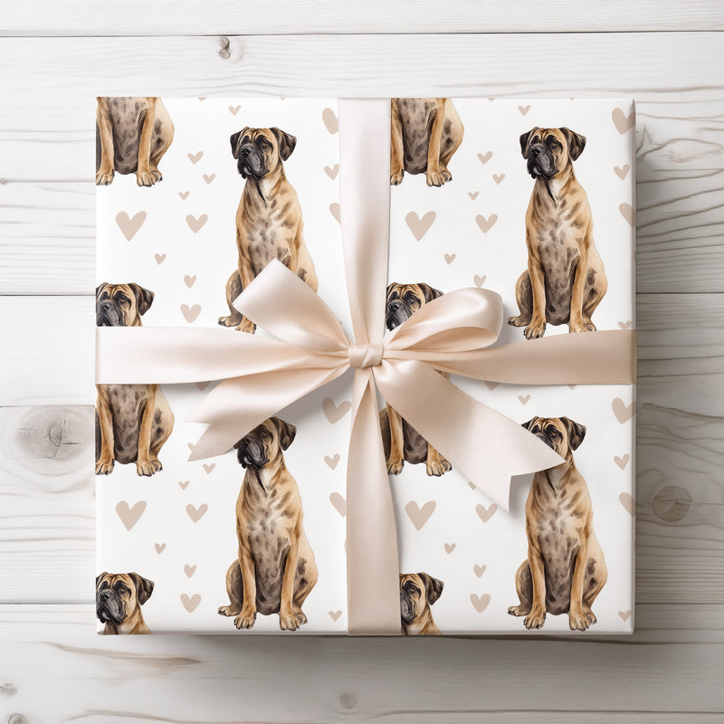 Stoneguard Heart – Bullmastiff watercolor hearts wrapping paper