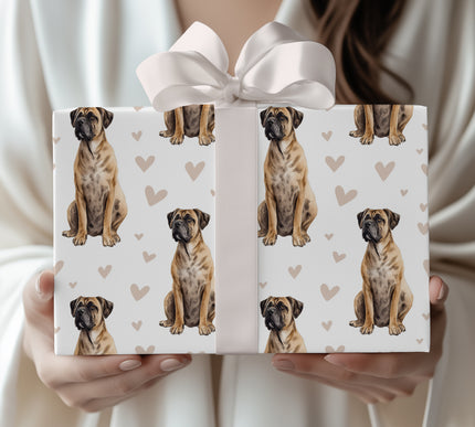 Stoneguard Heart – Bullmastiff watercolor hearts wrapping paper