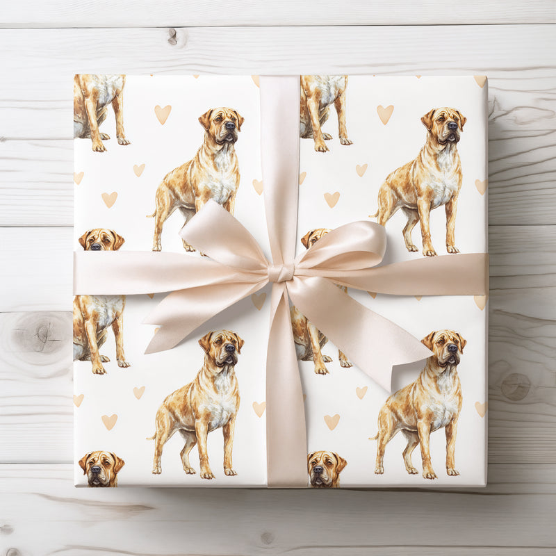 Sunward Guard – Canary Mastiff hearts wrapping paper