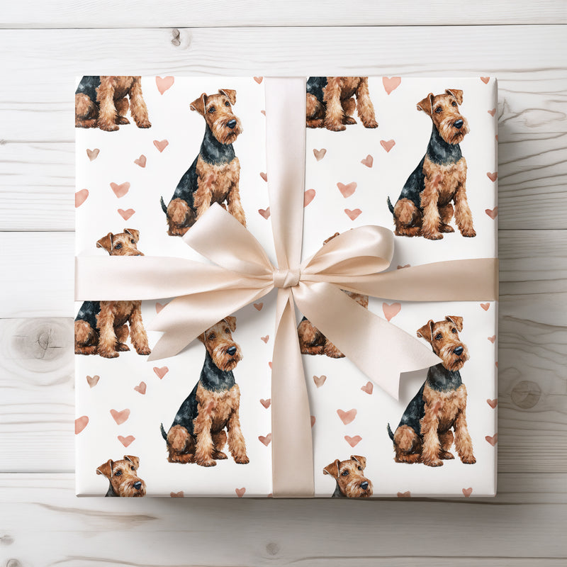 Terrierheart Classic – Airedale Terrier Dog Hearts wrapping paper