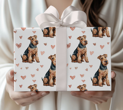 Terrierheart Classic – Airedale Terrier Dog Hearts wrapping paper