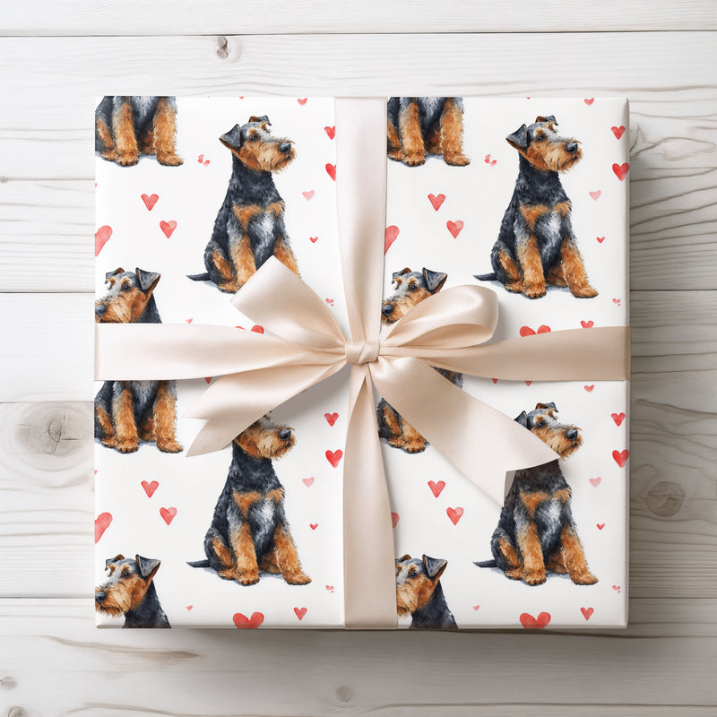 Terrierheart Soft – Airedale Terrier Dog Hearts wrapping paper
