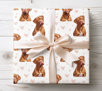 Celebrate a special occasion with Dogue de Bordeaux heart watercolor wrapping paper. Featuring charming portraits of this beloved breed and a heart-filled design, it's a unique gift wrap for dog lovers, birthdays, and thoughtful surprises.
