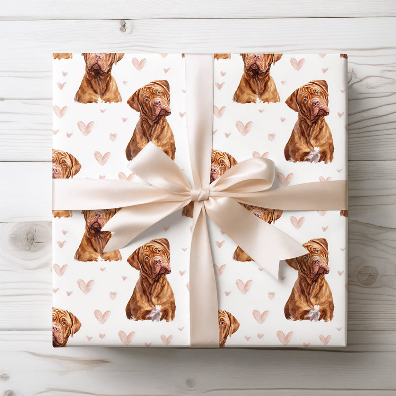 Velvetmast Love – Dogue de Bordeaux Heart Watercolor wrapping paper