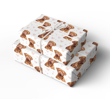 Velvetmast Love – Dogue de Bordeaux Heart Watercolor wrapping paper