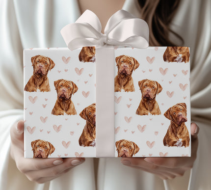 Velvetmast Love – Dogue de Bordeaux Heart Watercolor wrapping paper