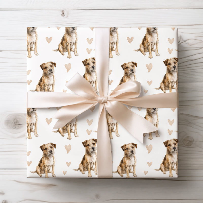 Whiskertrail Bloom – Border Terrier Love wrapping paper