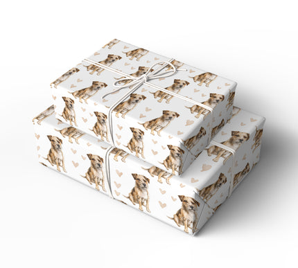 Whiskertrail Bloom – Border Terrier Love wrapping paper