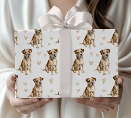 Whiskertrail Bloom – Border Terrier Love wrapping paper