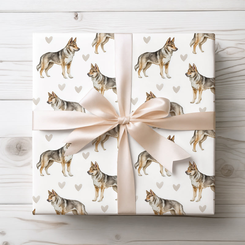 Wildheart Echo – Czechoslovakian Wolfdog Heart Watercolor wrapping paper